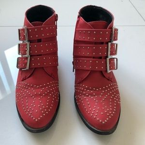 Red rockstar ankle boots